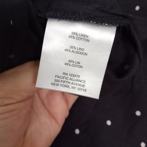 Ellen Tracy Blue Polka Dot Linen Top - Sz M - Picture 7 of 7